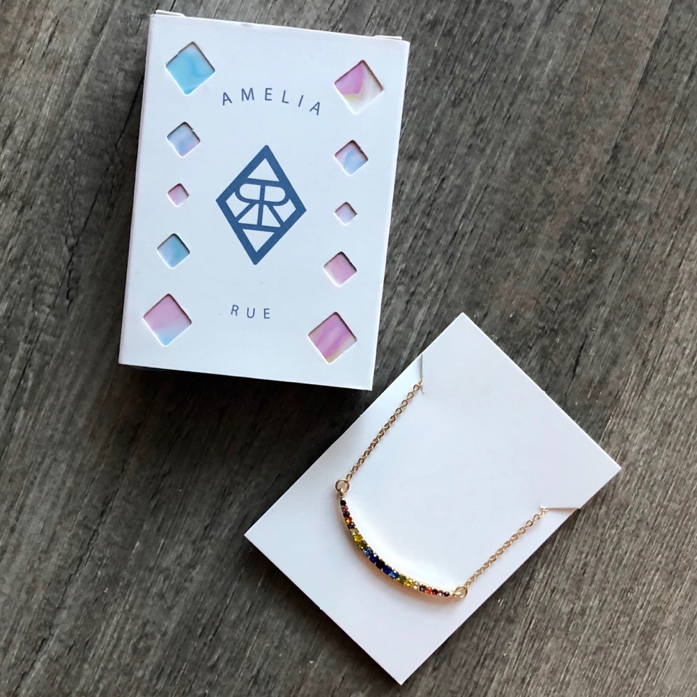 Amelia Rue - Multi-Colored Curved Bar Necklace